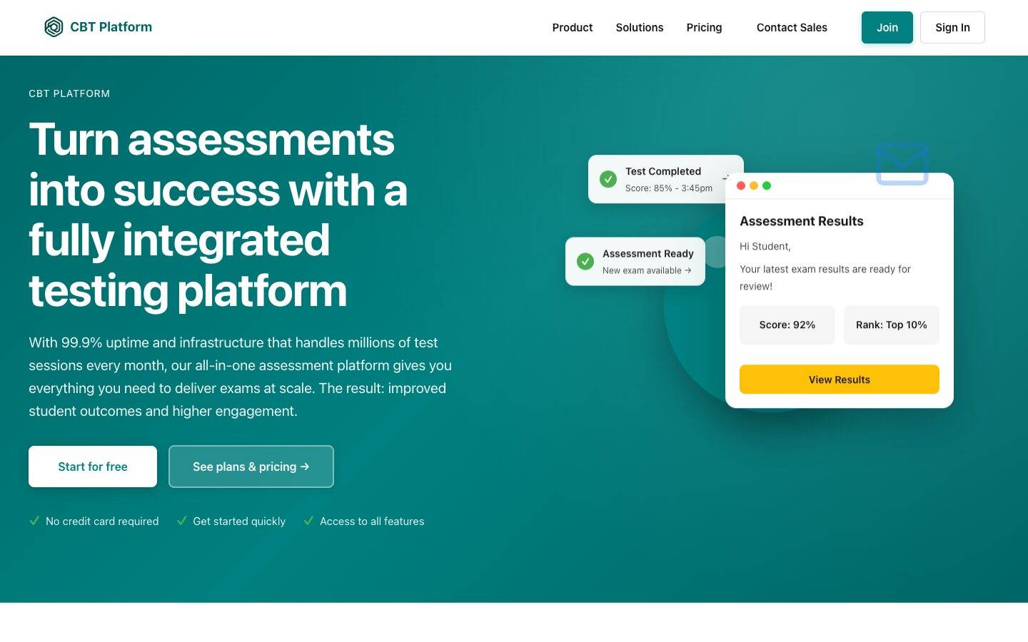 Home page of the AI Hub CBT platform