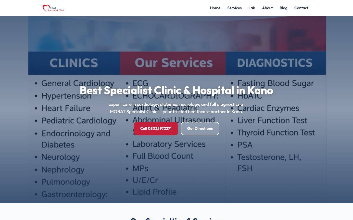MOBAT Specialist Clinic website home page