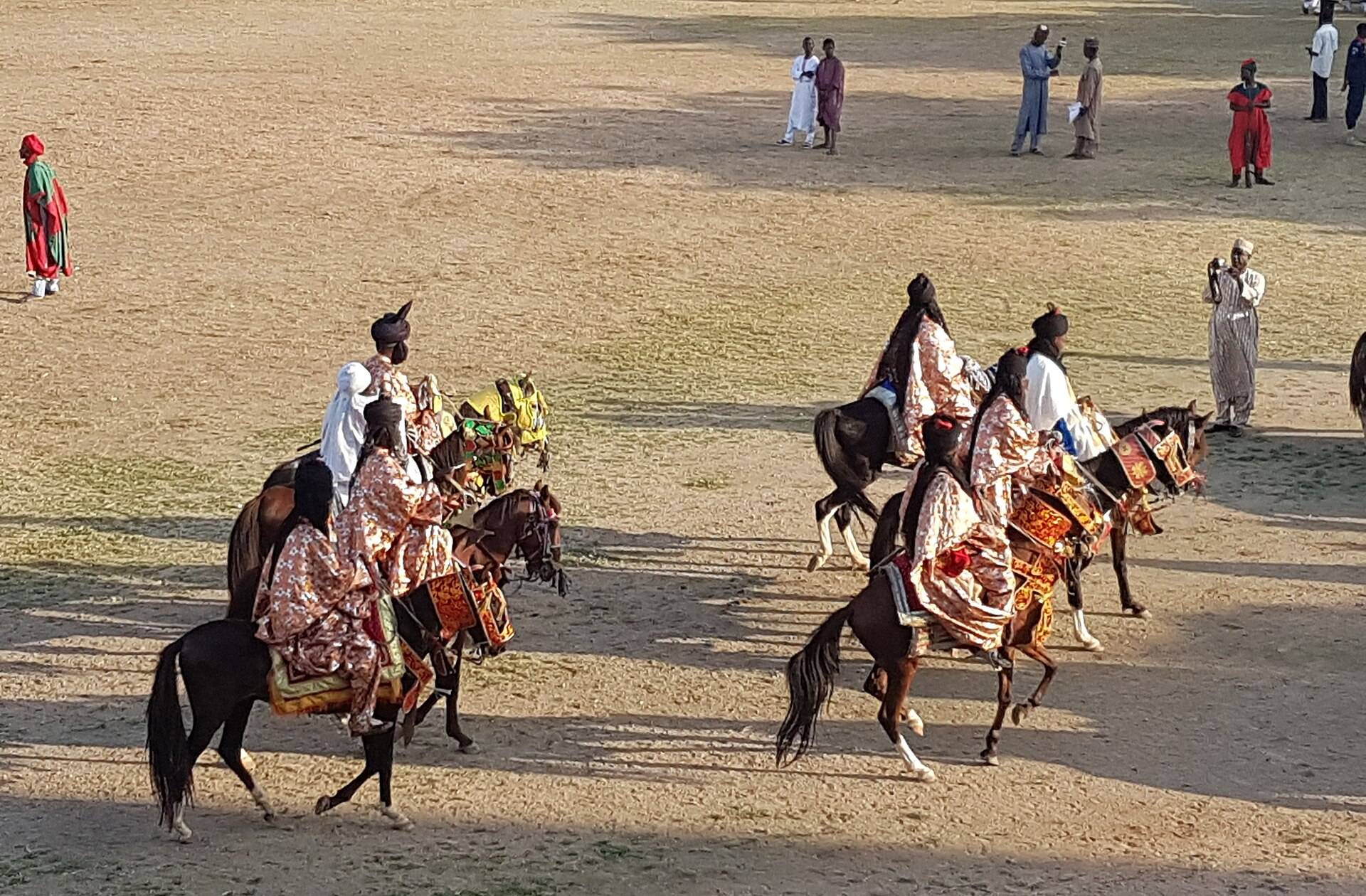 Horsemen in ceremonial dress during the Durbar festival in Kano